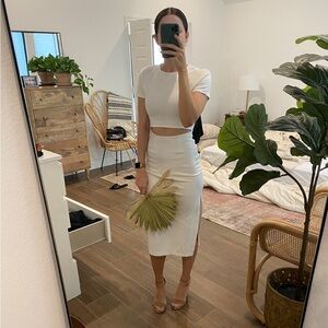 White Sabo Skirt Cut out dress with slit